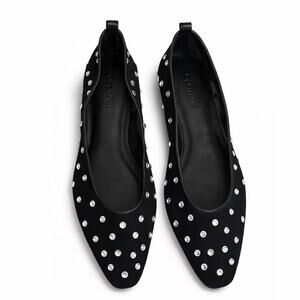 Open Edit Lennox Rhinestone Black Mesh Ballet Flats Sz 8.5 NEW Avant Garde Glam